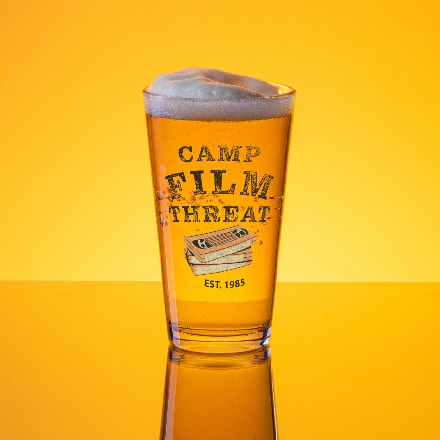 Camp Film Threat Shaker Pint Glass